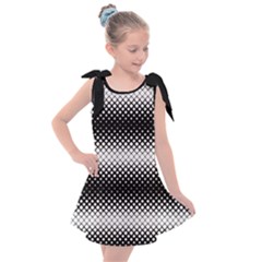 Geometrical blocks, rhombus black and white pattern Kids  Tie Up Tunic Dress