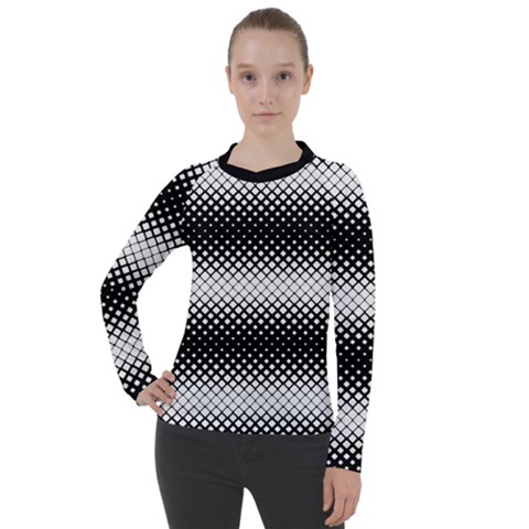 Geometrical Blocks, Rhombus Black And White Pattern Women s Pique Long Sleeve Tee by Casemiro