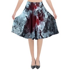 Flamelet Flared Midi Skirt