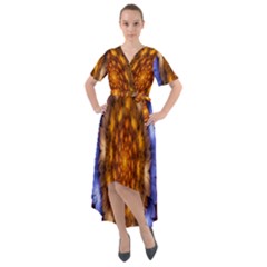 Fractal Flower Front Wrap High Low Dress by Sparkle