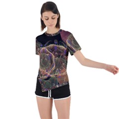 Fractal Geometry Asymmetrical Short Sleeve Sports Tee by Sparkle