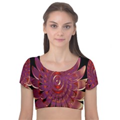 Chakra Flower Velvet Short Sleeve Crop Top  by Sparkle