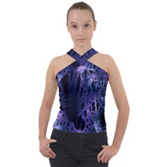 Fractal Web Cross Neck Velour Top