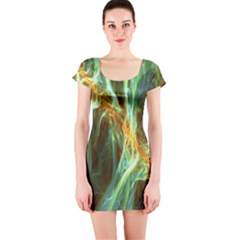 Abstract Illusion Short Sleeve Bodycon Dress
