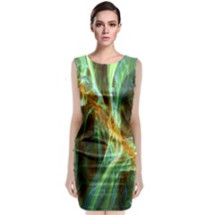 Abstract Illusion Sleeveless Velvet Midi Dress