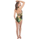 Abstract Illusion Halter Front Plunge Swimsuit View2