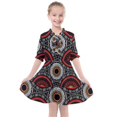 Tribal Aztec Mandala Art Kids  All Frills Chiffon Dress by tmsartbazaar