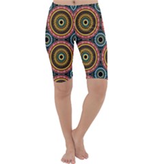 Aztec Multicolor Mandala Cropped Leggings  by tmsartbazaar