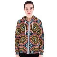 Aztec Multicolor Mandala Women s Zipper Hoodie by tmsartbazaar