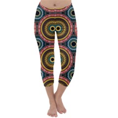 Aztec Multicolor Mandala Capri Winter Leggings  by tmsartbazaar