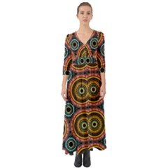 Aztec Multicolor Mandala Button Up Boho Maxi Dress by tmsartbazaar