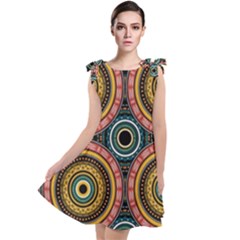 Aztec Multicolor Mandala Tie Up Tunic Dress by tmsartbazaar