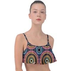 Aztec Multicolor Mandala Frill Bikini Top by tmsartbazaar