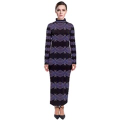 Dark Ornate Nouveau Striped Print Turtleneck Maxi Dress by dflcprintsclothing