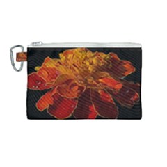 Marigold On Black Canvas Cosmetic Bag (medium) by MichaelMoriartyPhotography