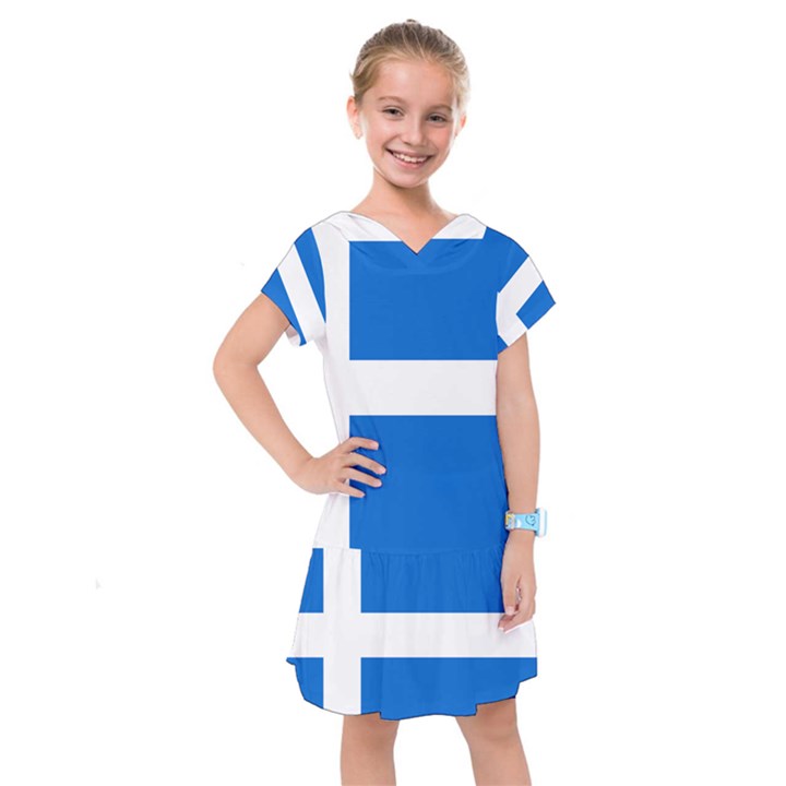 Flag of Shetland Kids  Drop Waist Dress