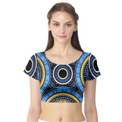 Tribal Zentangle Art Short Sleeve Crop Top by tmsartbazaar