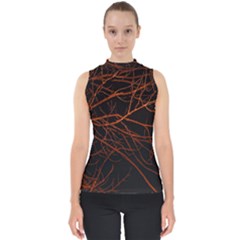 Dark Forest Scene Print Mock Neck Shell Top by dflcprintsclothing