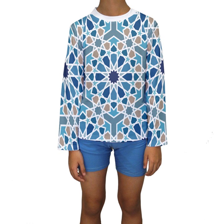 Arabic Geometric Design Pattern  Kids  Long Sleeve Swimwear