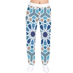 Arabic Geometric Design Pattern  Women Velvet Drawstring Pants by LoolyElzayat