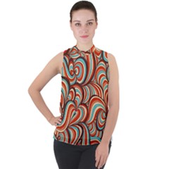 Psychedelic Swirls Mock Neck Chiffon Sleeveless Top by Filthyphil