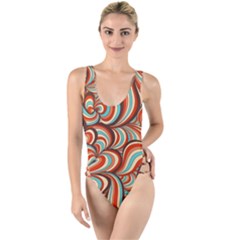 Psychedelic Swirls High Leg Strappy Swimsuit by Filthyphil