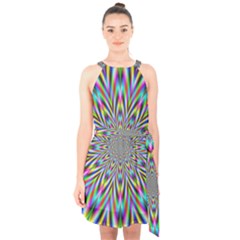 Psychedelic Wormhole Halter Collar Waist Tie Chiffon Dress by Filthyphil