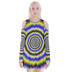 Psychedelic Blackhole Velvet Long Sleeve Shoulder Cutout Dress by Filthyphil