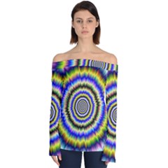 Psychedelic Blackhole Off Shoulder Long Sleeve Top by Filthyphil