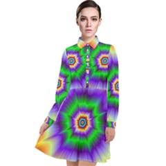 Psychedelic Trance Long Sleeve Chiffon Shirt Dress by Filthyphil