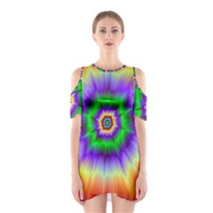 Psychedelic Trance Shoulder Cutout One Piece Dress by Filthyphil