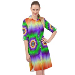 Psychedelic Trance Long Sleeve Mini Shirt Dress by Filthyphil