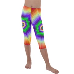 Psychedelic Explosion Kids  Lightweight Velour Capri Leggings  by Filthyphil