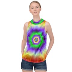 Psychedelic Explosion High Neck Satin Top by Filthyphil