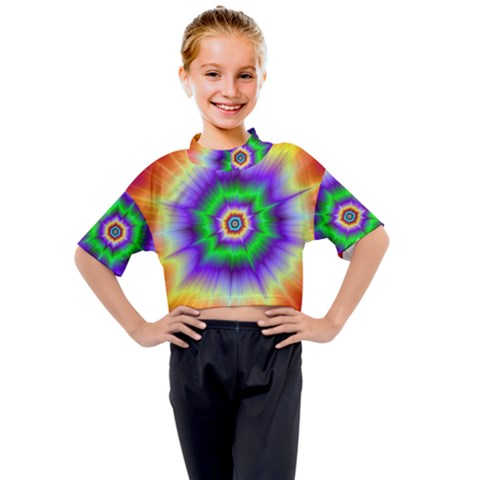 Psychedelic Explosion Kids Mock Neck Tee by Filthyphil