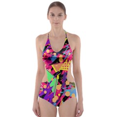 Psychedelic Geometry Cut-out One Piece Swimsuit by Filthyphil
