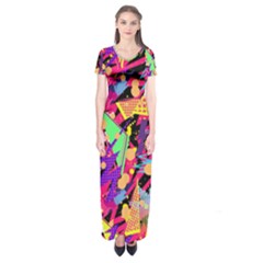 Psychedelic Geometry Short Sleeve Maxi Dress by Filthyphil