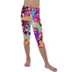 Psychedelic Geometry Kids  Lightweight Velour Capri Leggings  by Filthyphil