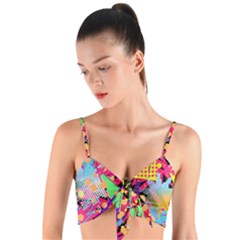 Psychedelic Geometry Woven Tie Front Bralet