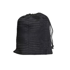 Black Crocodile Skin Drawstring Pouch (large) by LoolyElzayat