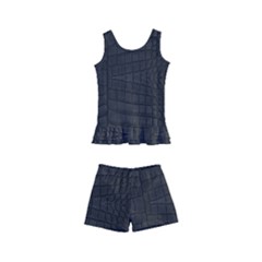 Black Crocodile Skin Kids  Boyleg Swimsuit