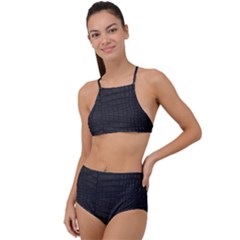 Black Crocodile Skin High Waist Tankini Set by LoolyElzayat