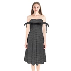 Black Crocodile Skin Shoulder Tie Bardot Midi Dress by LoolyElzayat