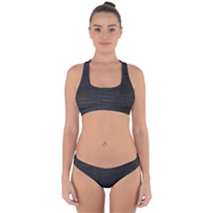 Black Crocodile Skin Cross Back Hipster Bikini Set by LoolyElzayat