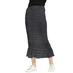 Black Crocodile Skin Maxi Fishtail Chiffon Skirt by LoolyElzayat