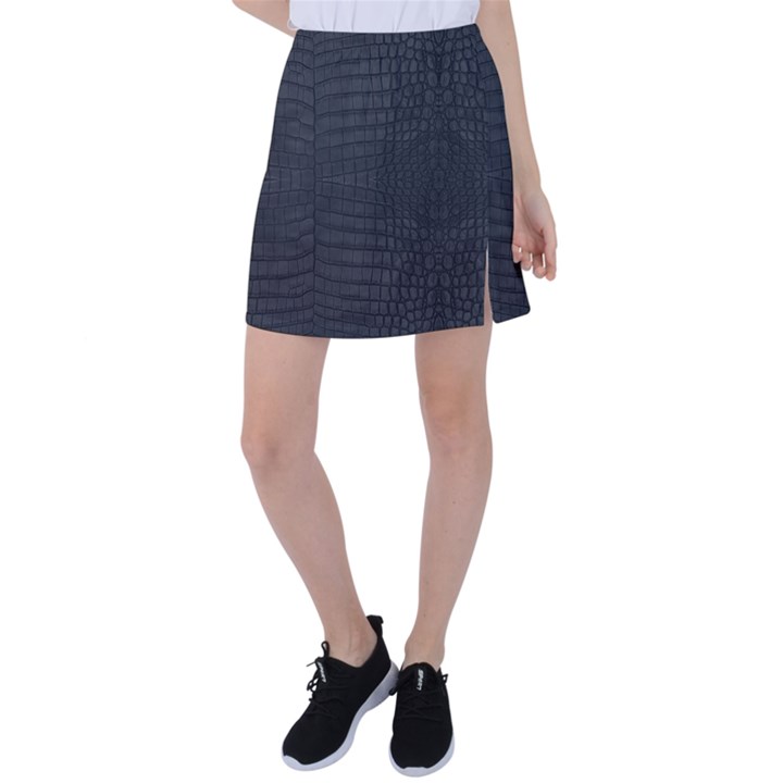 Black Crocodile Skin Tennis Skirt