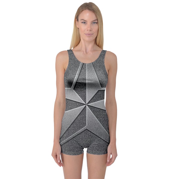 Star Grey One Piece Boyleg Swimsuit