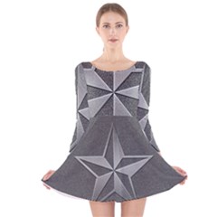 Star Grey Long Sleeve Velvet Skater Dress