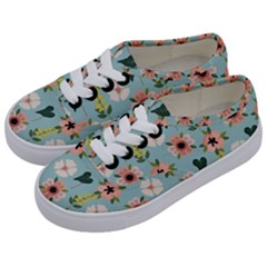Flower White Blue Pattern Floral Kids  Classic Low Top Sneakers