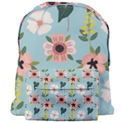 Flower White Blue Pattern Floral Giant Full Print Backpack by Mariart